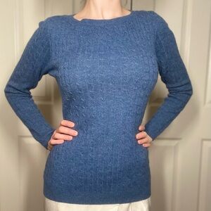 Cashmere Cable Knit River Blue Sweater